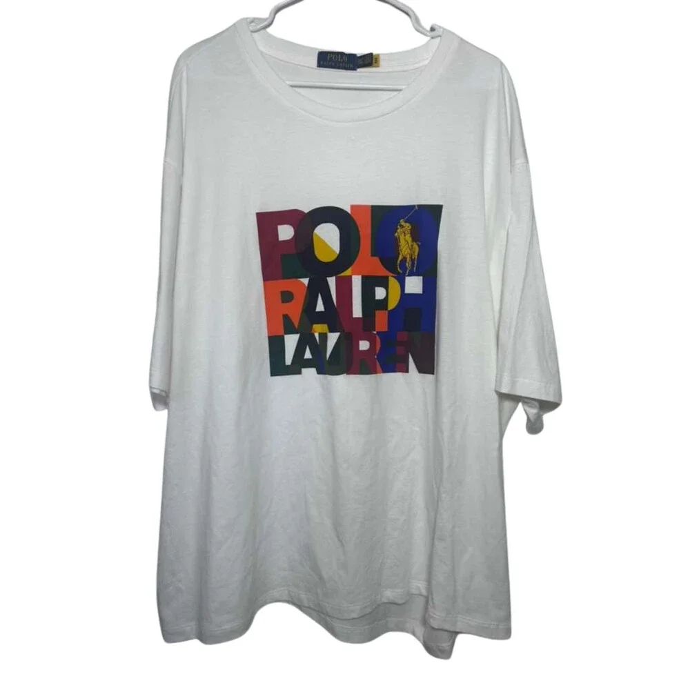 Polo Ralph Lauren Graphic Crewneck Shirt Men's 3XLT White Short Sleeve